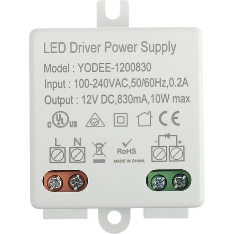 12V/DC 10W Mini LED Transformateur pour Lampes LED Basse Tension 12V ou Autres Sources d'alimentation Petit et Plat Sans Exigences de Charge Minimale(1 Paquet) (1/5)