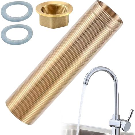 Wasserhahn-Verlängerungsstück Kupfer Auslaufsicheres Ersatzteil Wasserhahn-Verlängerungsnippel-Kontermutter-Set Für Küchenspüle, Badezimmer, Badewanne, Zuhause, Wohnung, Restaurant (1/5)