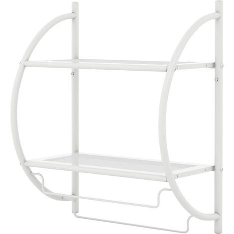 Porte-serviettes mural en métal blanc avec étagères, 45 x 25,5 x 55 cm-AquaForge (1/5)