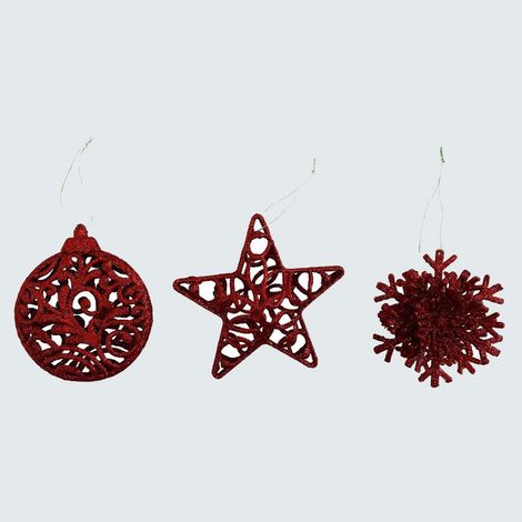 ADDOBBO 3D GLITTER ROSSO 10-12CM PREZZO CADUNO INDICARE LA PREFERENZA