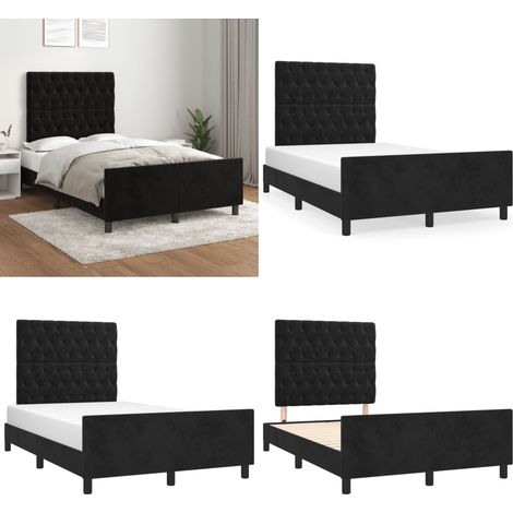 Bettgestell ohne Matratze Schwarz 120x200 cm Samt - Samtbettwäsche - Doppelbett - Boxspringbett - Lattenrost - Hochbett - Home & Living
