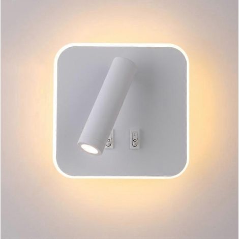 Creatieve LED-wandlamp voor naast het bed, geschikt voor binnen, hotelgangen, gangen, trappenhuizen, woonkamers, als achtergrondverlichting, draaibare wandlamp, wit, vierkant, 3+7W (1/5)