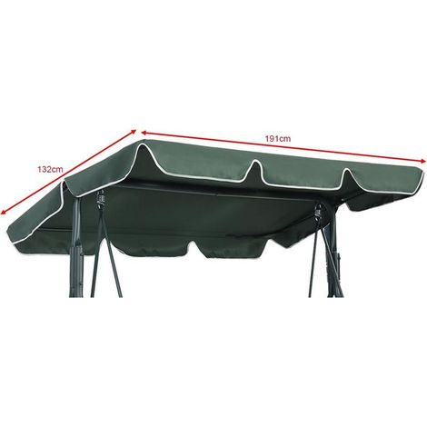 Toit de Rechange pour Balancelle de Jardin Anti-UV, Toit Balancelle en Tissu Oxford imperméable 600D Imperméable avec Largeur de Bord 12cm Dimension 191x132 cm (Vert)