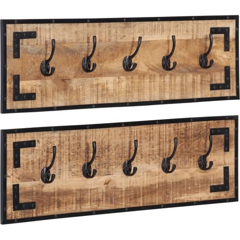 Garderoben 2 Stk. 80x8x25 cm Raues Massivholz Mango