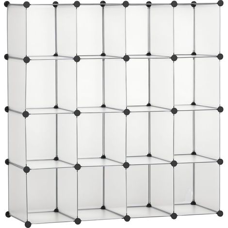 Système d'étagères modulaires avec 16 caissons séparés à monter soi-même noir et blanc (1/5)