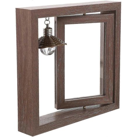 Cadre photo double face en bois avec lampe intégrée et design rotatif, 22,5 x 21,5 cm, 1 pièce (1/5)