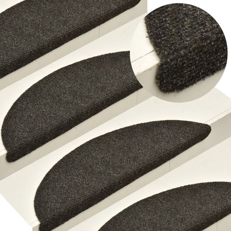 15 pcs Tapis d'escalier autocollants, Tapis de marches, Marchettes D'escalier Marron 65x21x4cm Aiguilleté MKS65394 (1/5)
