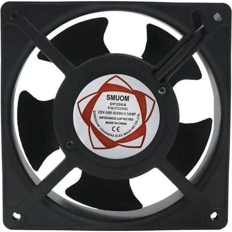Ventilateur axial silencieux pour insert de cheminée cassette - Haute température, pales en métal, universel - 120x120x38 mm (1/4)