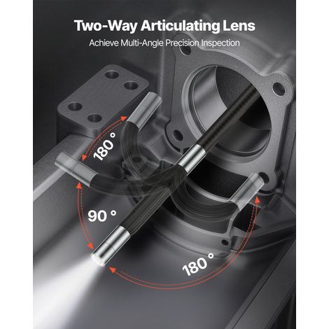 Caméra Endoscopique 180° 2 Voies Endoscope avec Sonde IP67 6,2 mm Caméra Inspection pour Canalisation Automobile, avec Éclairage, É… (1/5)
