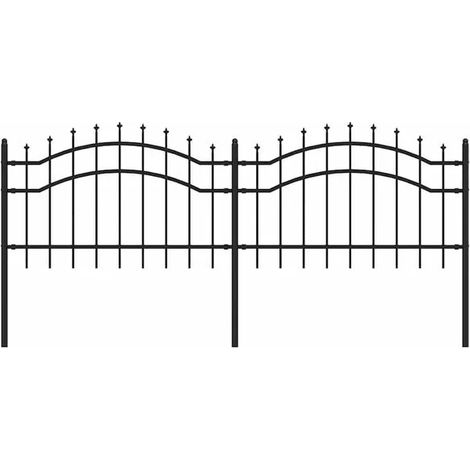 Clôture de jardin Warden, avec décoration en forme de lance, noire, 240 x 75 cm, acier. (1/5)