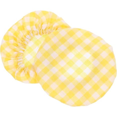 2pièces Couvercles Pour Bocaux Fermentation Levain Lot De Housses Réutilisables Coton Couverture Protectrice à Carreaux Jaunes Couvercles Pour Pots Verre Bocaux à Large Ouverture (1/5)