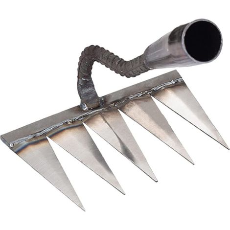 Râteau à chaume en métal pour jardinage, désherbage - Râteau à dents en métal robuste, enlèvement de chaume, désherbage, râteau de surface, roche, gravier, râteau universel pour cultivateurs (1/5)