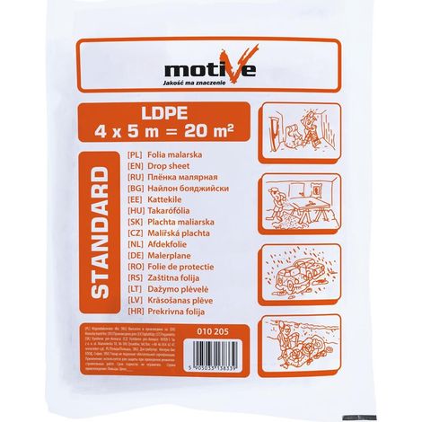 Telone protettivo per pittura con motivo decorativo, pellicola trasparente da 4x5 m, spessore 30 micron.
