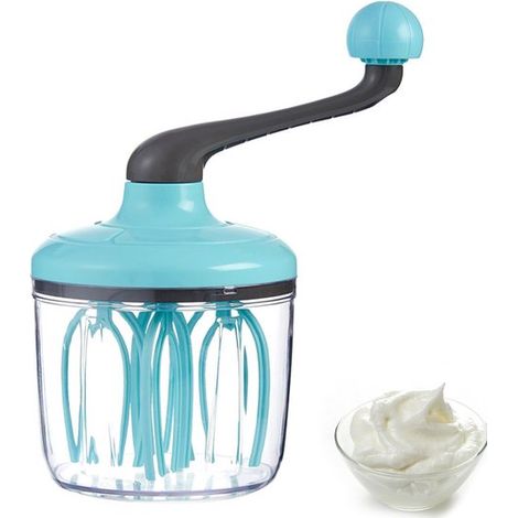 Batidora de mano para huevos, batidora manual para crema, mango giratorio suave, diseño ligero y compacto, fácil de limpiar, cocinar y mezclar (1/5)