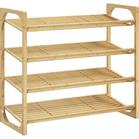 Zapatero de bambú de 4 niveles para 12 pares 76 x 33 x 67 cm natural (1/5)