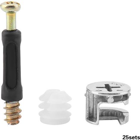 Connecteur de meuble robuste à goujon et verrou à came, vis de fixation renforcée pour assemblage durable (1/5)