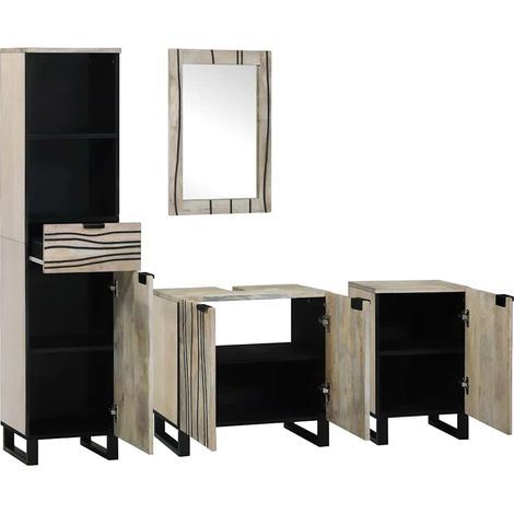 Maison Exclusive - Badezimmermöbel-Set mit Regal 4 pcs Walnussbra