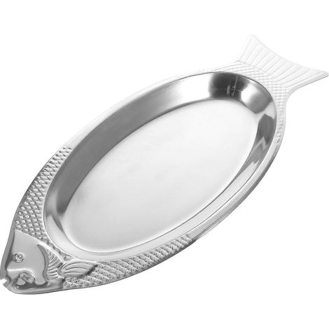 Stück kreativer Edelstahl-Dampffischteller in Fischform für die Küche-40.00X16.70X2.40CM-Silver (1/4)
