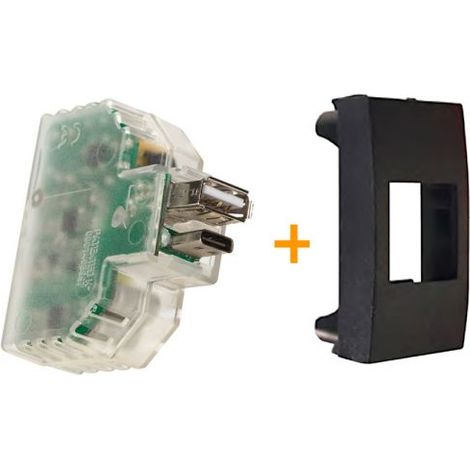 Fanton caricatore caricatutto USB A+C compatibile ABB Mylos nero - 82893