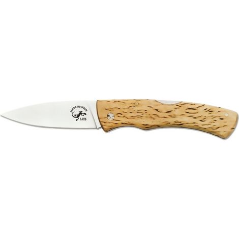Couteau Salamandra mango Bouleau frisé, taille totale 20 cm, lame en acier 8,2 cm, épaisseur 2,8 mm, poids 100 grammes, 130121