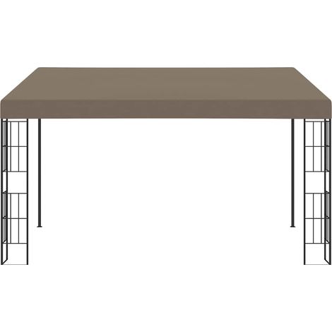 vidaXL Cenador con montaje en la pared gris taupe 4x3 m (1/2)
