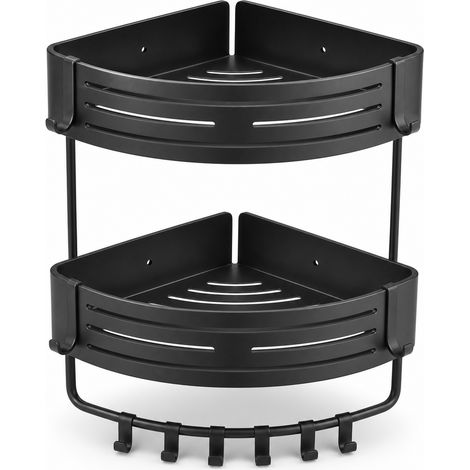Étagère d'Angle 2 Niveaux Acier pour Douche Salle de Bain (1/5)