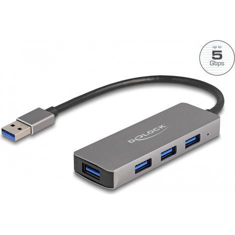 HUB 4Port DeLOCK 4xUSB3.2 Grey