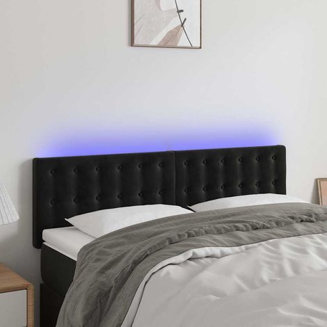 vidaXL Tête de lit à LED Noir 144x5x78/88 cm Velours (1/5)