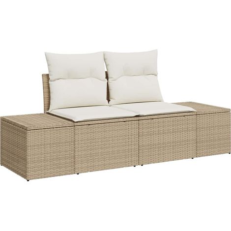 Maison Exclusive - Gartensofa mit Kissen Beige 184 x 62 x 69 cm P