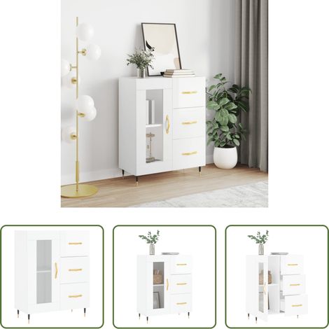Hochglanz-Weiß - Sideboard Hochglanz-Weiß 69,5x34x90 cm Holzwerkstoff (1/5)