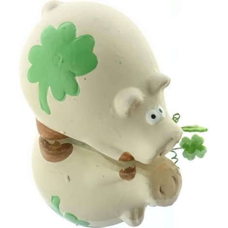 Riffelmacher Glücksschweinchen mit Kleeblatt bemalt 6 cm - Terracotta