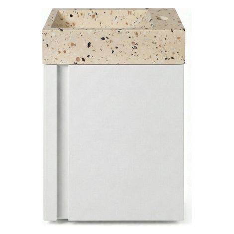 Saniclass Chaci Ensemble pour lave-mains - 40x65cm - 1 porte - 1 trou de robinet - droit - lave-mains terrazzo - blanc mat