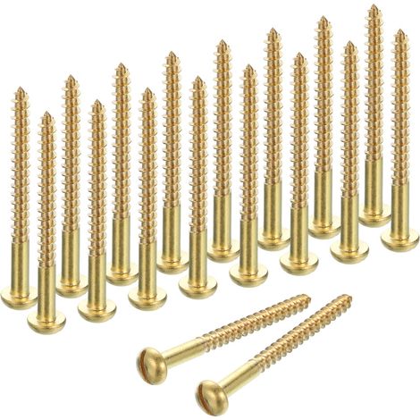Lot De 18 Vis À Bois M4.5 x 52.5mm Laiton À Fente Tête Ronde (1/5)