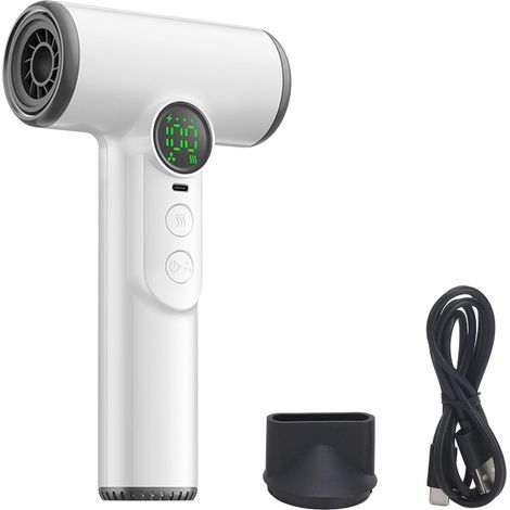 Sèche-cheveux rechargeable USB portable avec affichage numérique 3 vitesse 3 Paramètres de température pour le voyage en dortoir