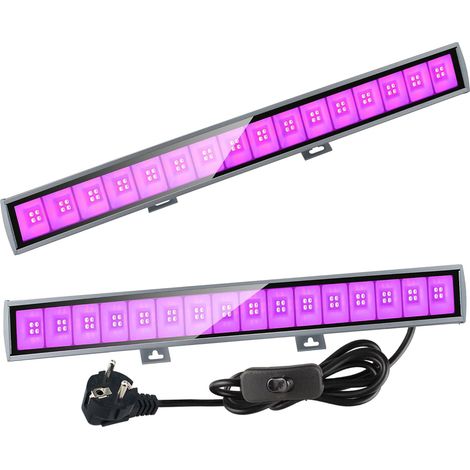 Tube Lumière Noire 36W 64 LEDs Violet Lampe Barre IP66 Étanche Extérieur Projecteur UV Eclairage pour Noël Soirée du Maquillage Fluo Peinture Corporelle DJ Disco (2pcs) (1/5)
