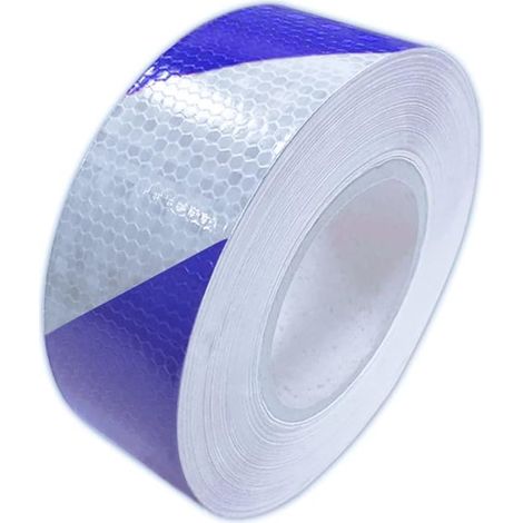 Bande adhésive réfléchissante 5cm x 3m, ruban de sécurité autocollant pour signalisation routière, ruban réfléchissant blanc et bleu, bande d'avertissement, 1 pièce (1/5)