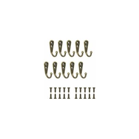 Lot de 10 crochets muraux simples en bronze avec vis de montage – (1/4)