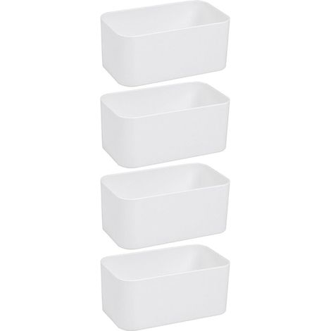 Lot de 4 boîtes rangement murales autocollantes en plastique , compactes et blanches , idéales pour (1/5)