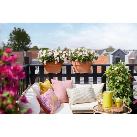 Vibia Campana Flower Bridge 40 cm Elho – fioriera sospesa per balconi e terrazzi - Colore: Terracotta