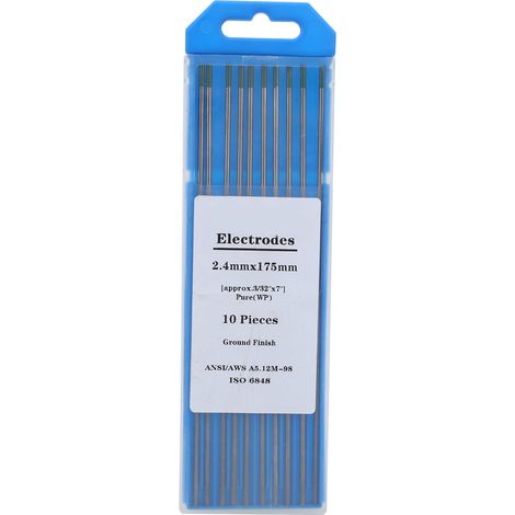 10 électrodes TIG tungstène WP pointe verte, aiguilles soudure 2,4 x 175 mm, accessoires chalumeau, lot de 10 pièces (1/5)
