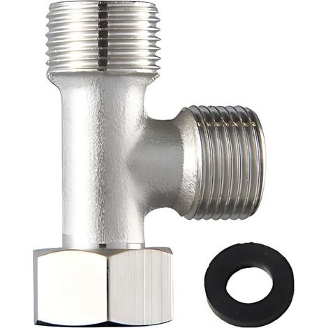 Connecteur En T 3 Voies, Connecteur De Tuyau 3 Voies, Vanne D'Inversion Wc En Cuivre 3/8" Avec Dents Latérales 1/2" Vanne, Dents Droites Pour Réservoir De Chasse D'Eau (1 Pièce) (1/5)
