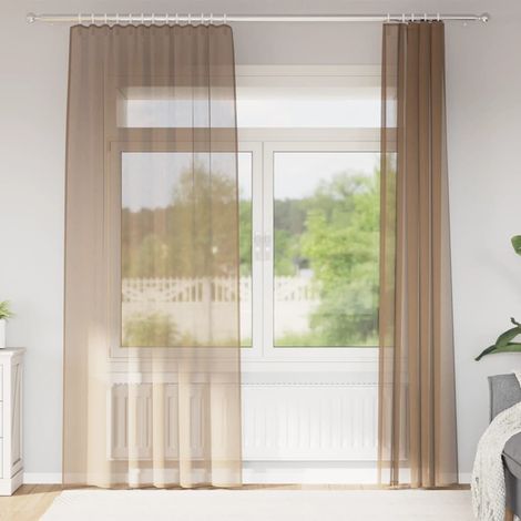 Voile Vorhänge mit Stangentaschen 2 Stk. Hellbraun