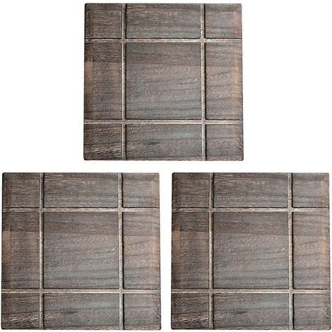 Lot de 3 dessous de plat en bois rustiques pour plats chauds, casseroles et poêles, tapis isolants décoratifs pour plans de travail - 19 x 19 cm - Carré (1/5)
