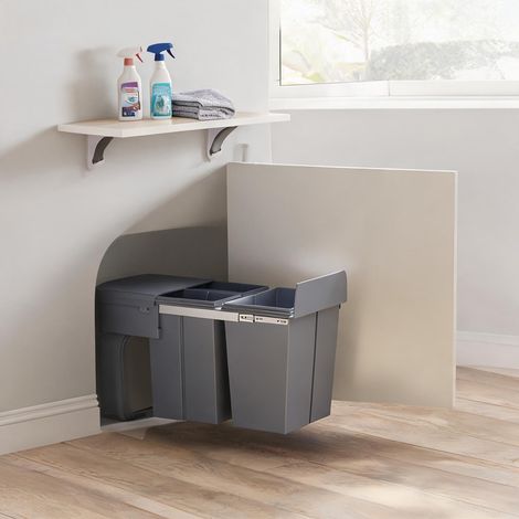 Poubelle gris en plastique 48 x 34,2 x 41,8 cm (1/5)
