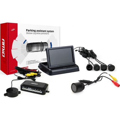 Kit de sensores de estacionamiento TFT02 de 4,3" con cámara HD-301-IR, 4 sensores, negro (1/5)