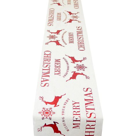 Cheminee Table Runner - Linen - 270 x 28 cm - Pour Decoration De Table Noel Mariage Fete - 1 Piece