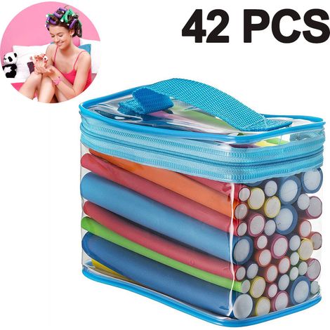 Lot de 42 bigoudis, mousse flexible, 7 tailles, sans chaleur, coiffure bouclée, usage quotidien (1/5)