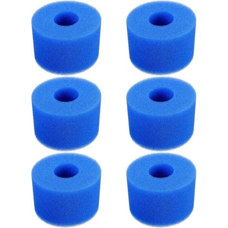 Juego de 6 esponjas para filtro de piscina – Cartucho de espuma de repuesto – Filtros de espuma lavables y reutilizables para spas – Azul (1/5)