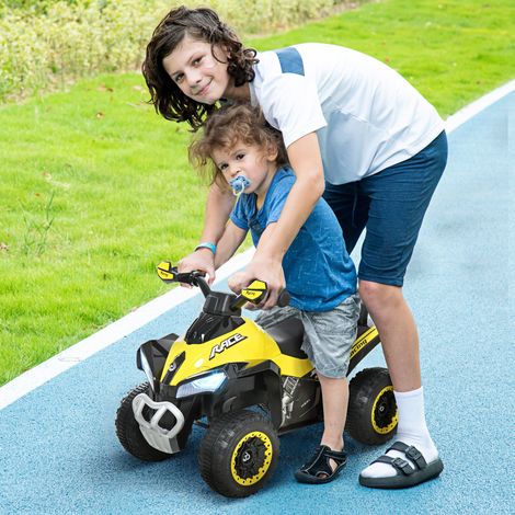 Porteur Enfants SANS Moteur Quad 18-36 Mois dimensions 67L x 38l x 44H cm Effets Lumineux et sonores PAS ÉLECTRIQUE Jaune Noir