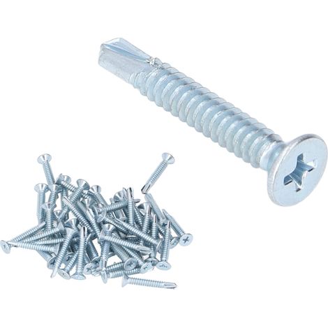Vis à métaux autoforeuses 50 pièces, acier carbone, tête fraisée cruciforme 4,8x32 mm, kit de fixation pour réparation (1/5)